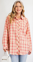 Load image into Gallery viewer, Coral Plaid Button Down Shirt
