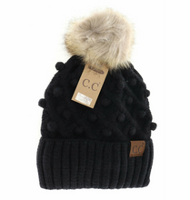 Load image into Gallery viewer, CC Beanie - Bobble Knit Fur Pom