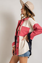 Load image into Gallery viewer, Extended Color Block Corduroy Pocket Shacket

