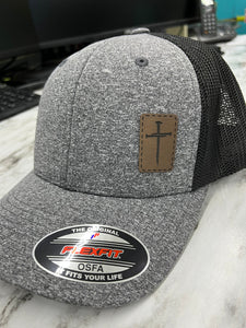 Cross Faux Leather Patch Hat