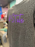 K-State 3D (Puff) Leopard Embroidered Crew