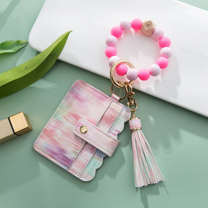 Silicone Wristlet - Glitter Wallet Keychain Bangle (Star)