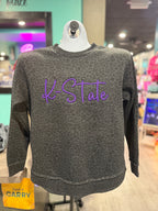 K-State 3D (Puff) Leopard Embroidered Crew