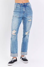Load image into Gallery viewer, JB High Waisted Distressed Boyfriend With Patch Pocket

