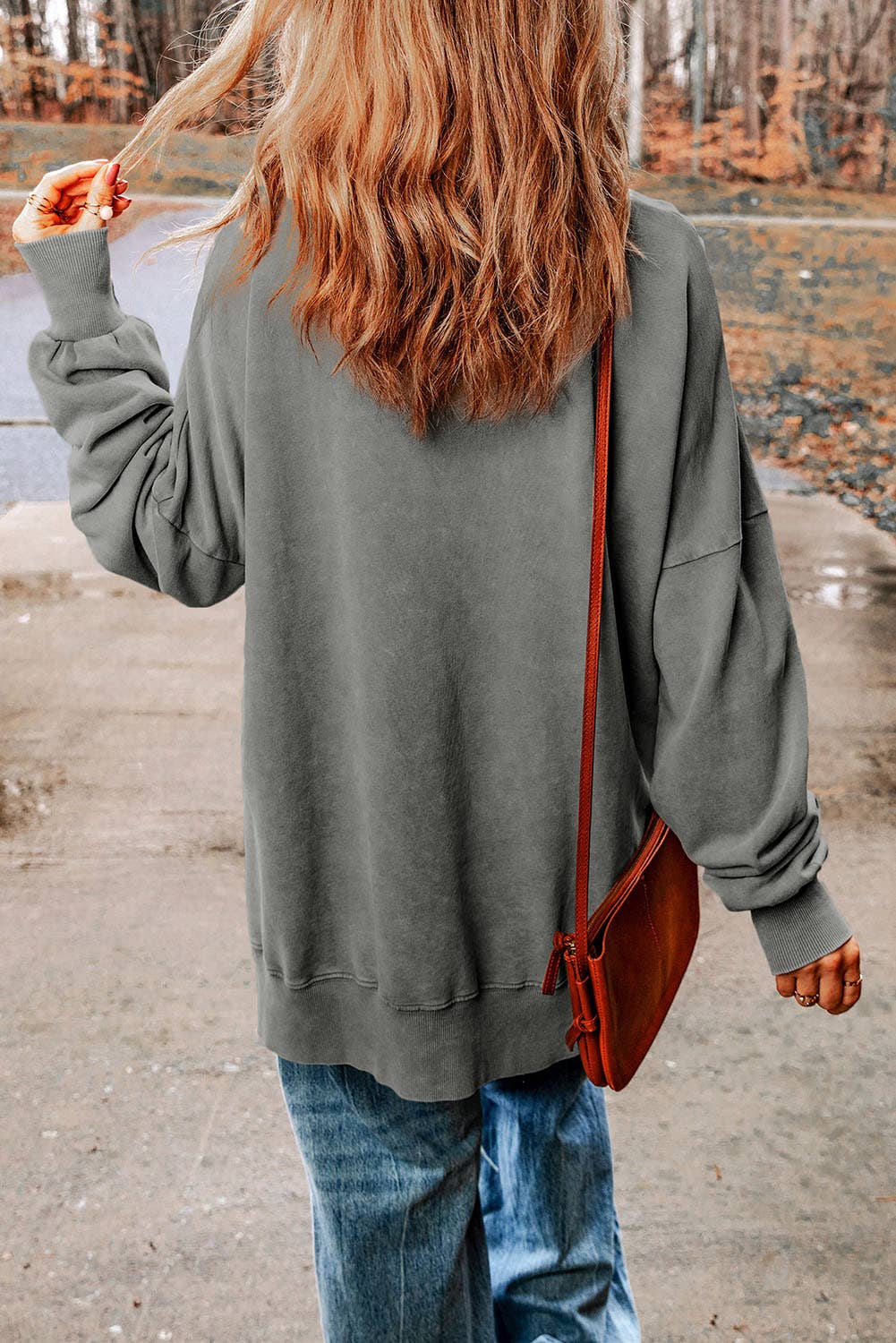 Oversized Sweatshirt with Drop Shoulder Design: CASUAL / XL / Gray