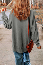 Oversized Sweatshirt with Drop Shoulder Design: CASUAL / XL / Black
