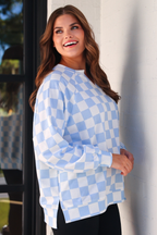 Riley French Terry Pullover- Blue Checkered