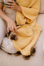 Load image into Gallery viewer, Chenille Pom Blanket - Mustard
