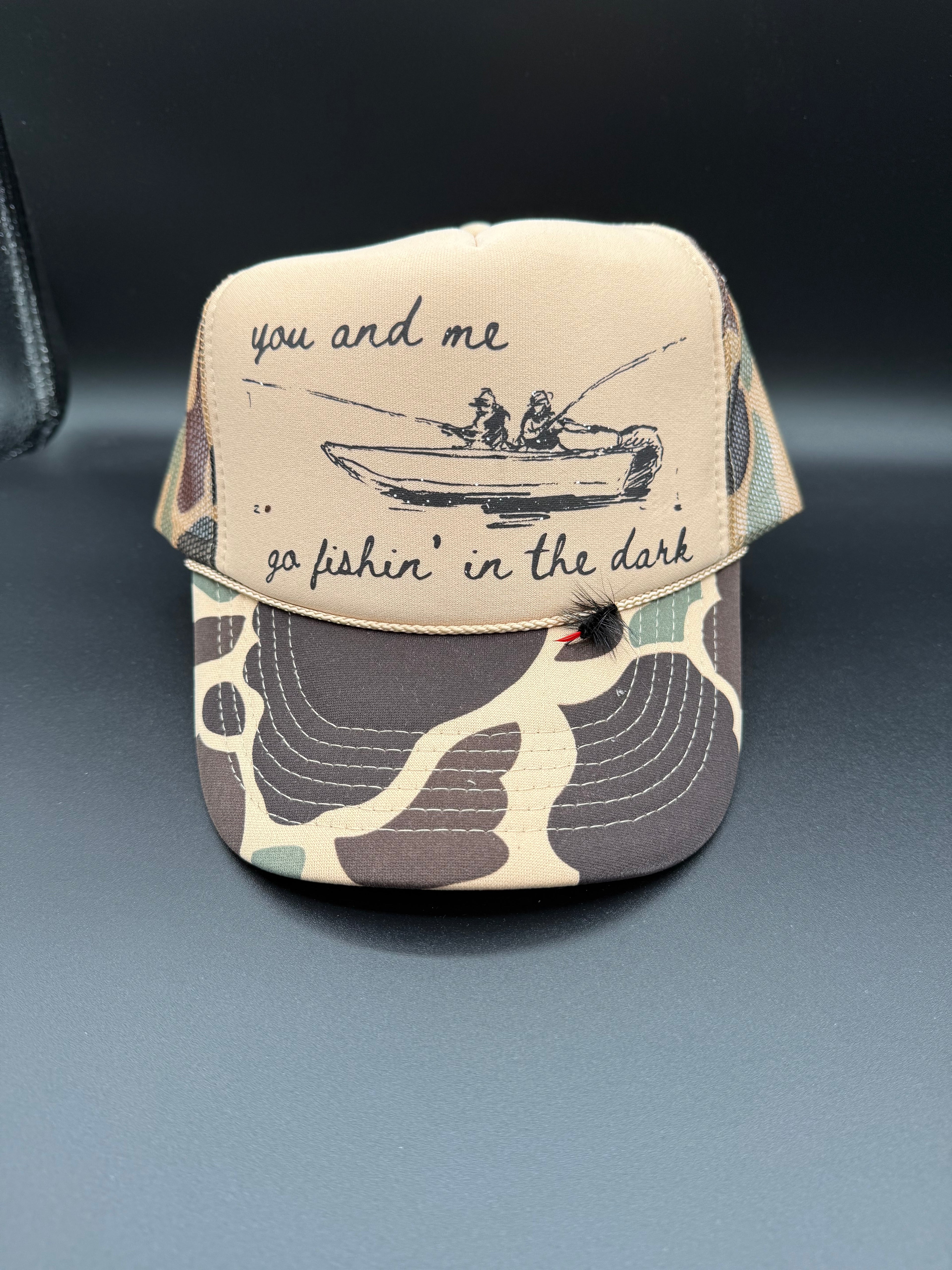 You and Me Go Fishin' in the Dark Trucker Hat