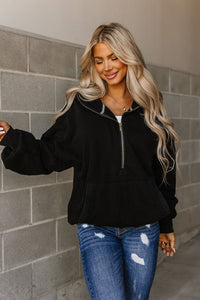 Oversized HalfZip- Black: L