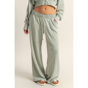 Wide Leg Drawstring Washed Sweatpants