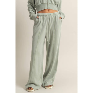 Wide Leg Drawstring Washed Sweatpants