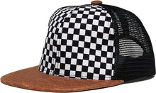 Load image into Gallery viewer, Checkered Flat Brim Trucker Hat
