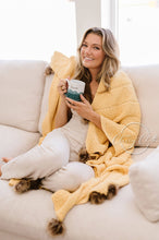Load image into Gallery viewer, Chenille Pom Blanket - Mustard
