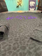 K-State 3D (Puff) Leopard Embroidered Crew