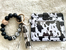 Load image into Gallery viewer, Wristlet Keychain Wallet w/ Silicone Beads &amp; Tassel
