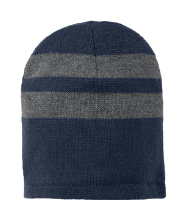 Fleece-Lined Striped Beanie Cap