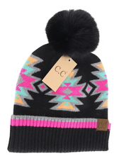 Load image into Gallery viewer, CC-Southwestern Faux Fur Pom Beanie
