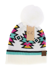 Load image into Gallery viewer, CC-Southwestern Faux Fur Pom Beanie
