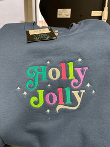 Holly Jolly Embroidered Crew
