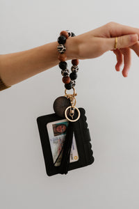 Wristlet Keychain Wallet w/ Silicone Beads & Tassel
