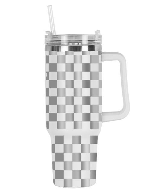 MYHOBBY 40 Oz Checkered Pattern Racing Tumbler with