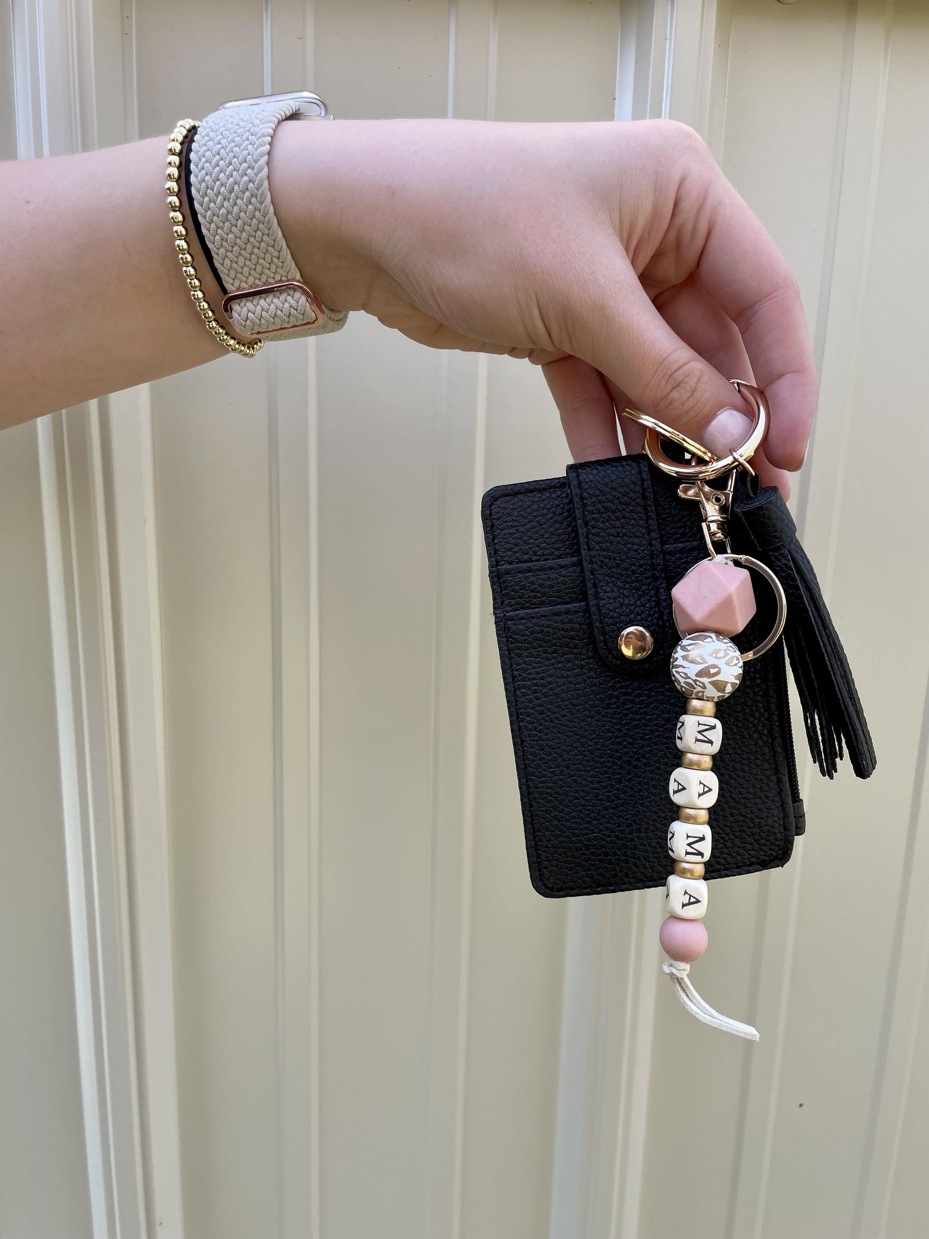 Silicone Bead Keychain w/Wallet - MAMA