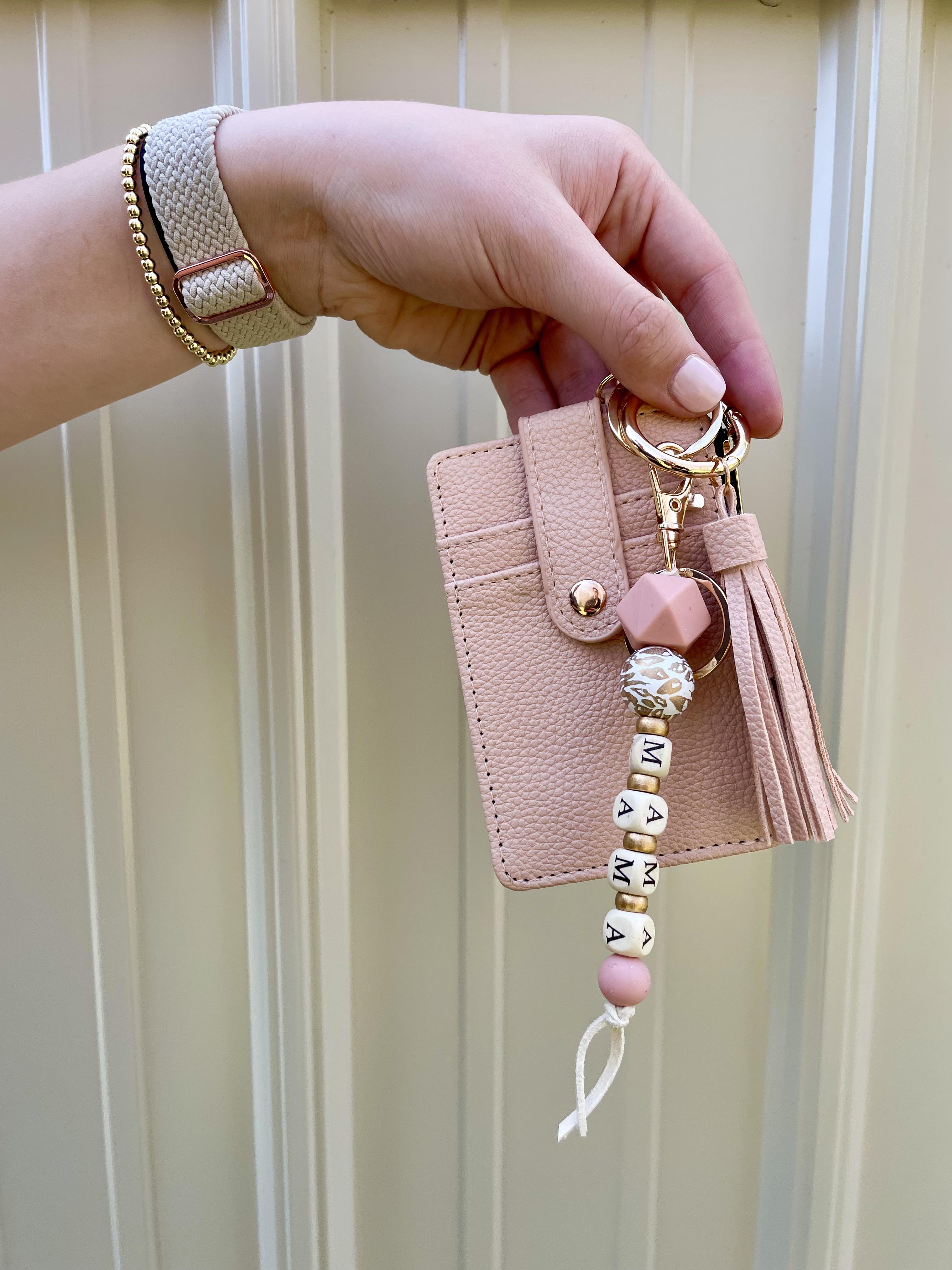 Silicone Bead Keychain w/Wallet - MAMA
