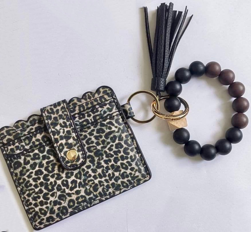 Wristlet Keychain Wallet w/ Silicone Beads & Tassel