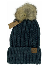 Load image into Gallery viewer, CC-Fuzzy Lined Fur Pom Beanie
