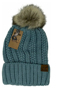 CC-Fuzzy Lined Fur Pom Beanie