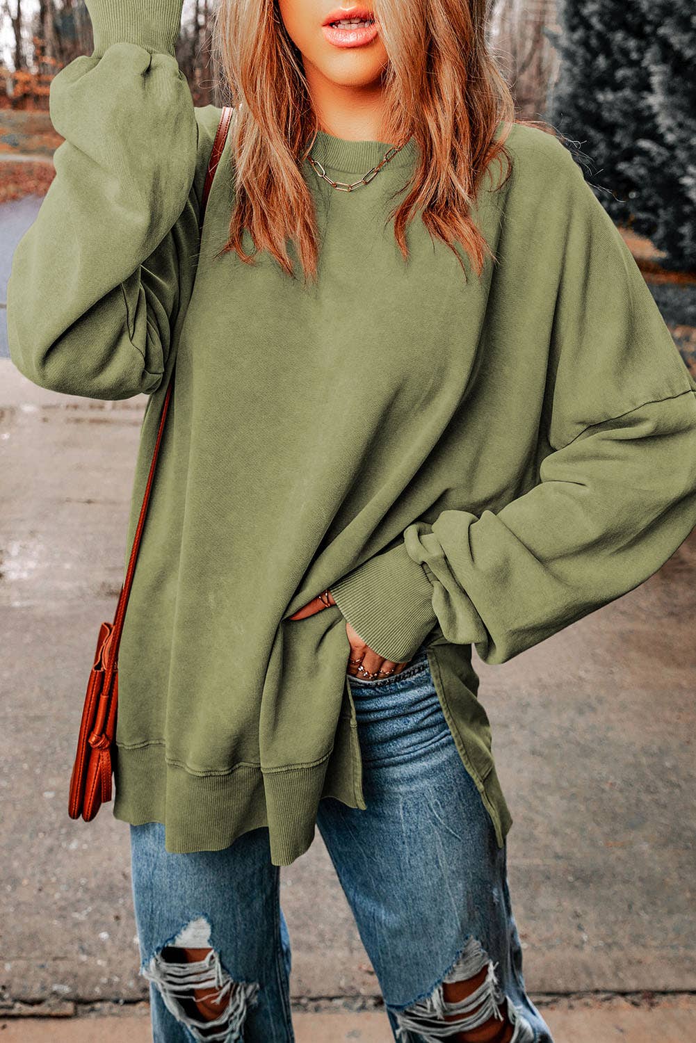 Oversized Sweatshirt with Drop Shoulder Design: CASUAL / XL / Gray