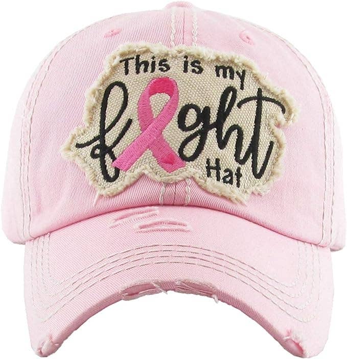 Distressed Patch Hat: This is My Fight Hat - Pink