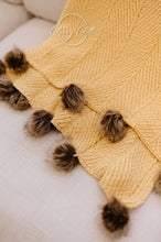 Load image into Gallery viewer, Chenille Pom Blanket - Mustard

