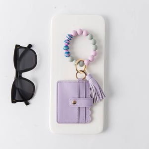 Silicone Bead Bangle - Cute Wallet Keychain Bracelet (Tara)