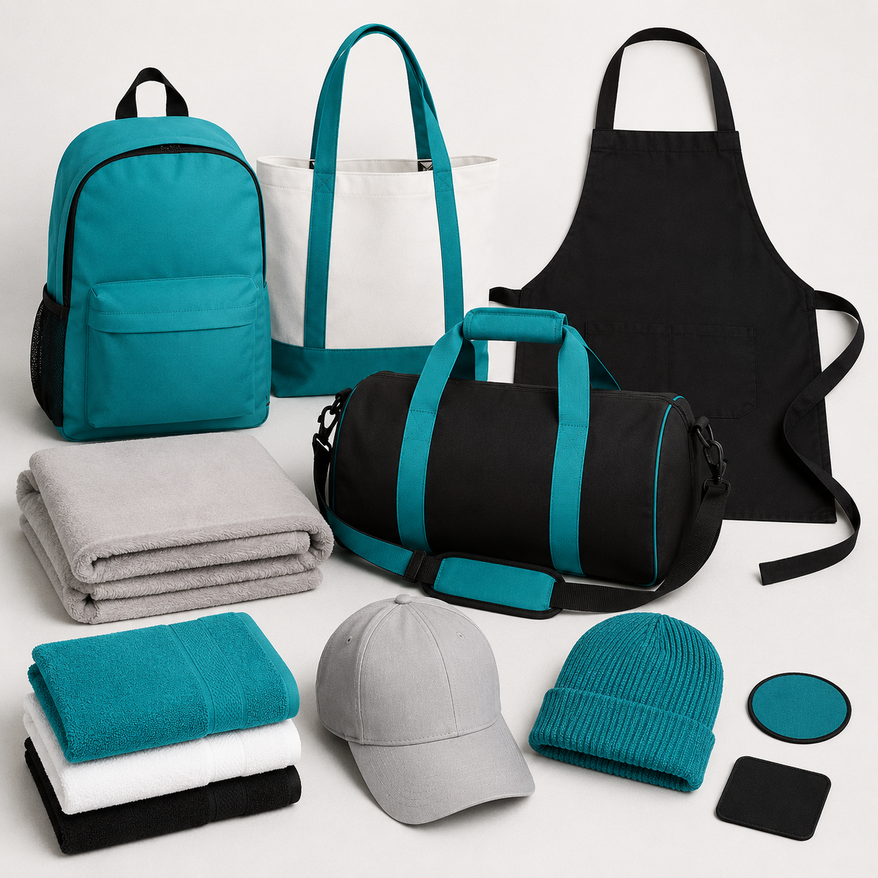 Blank apparel and gear before custom embroidery