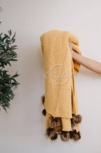 Load image into Gallery viewer, Chenille Pom Blanket - Mustard
