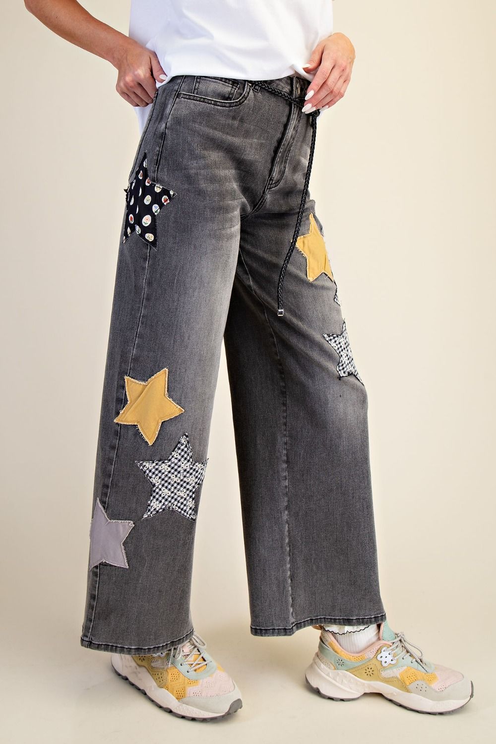 Gold Star Patch Washed Denim Pant
