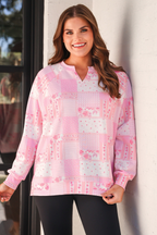 Riley French Terry Pullover- Pink Patchwork