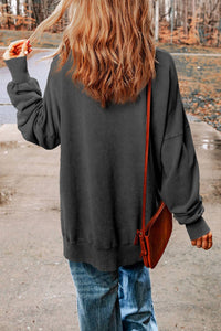 Oversized Sweatshirt with Drop Shoulder Design: CASUAL / XL / Black