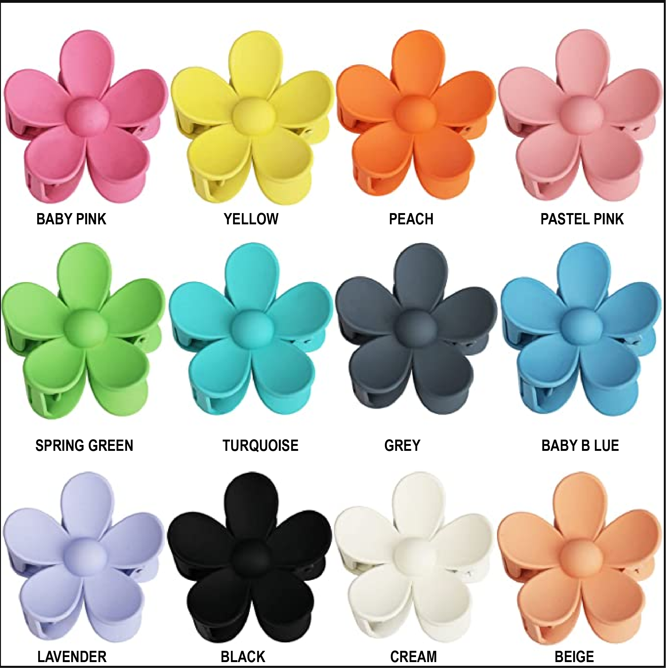 Large Floral Hair Clips