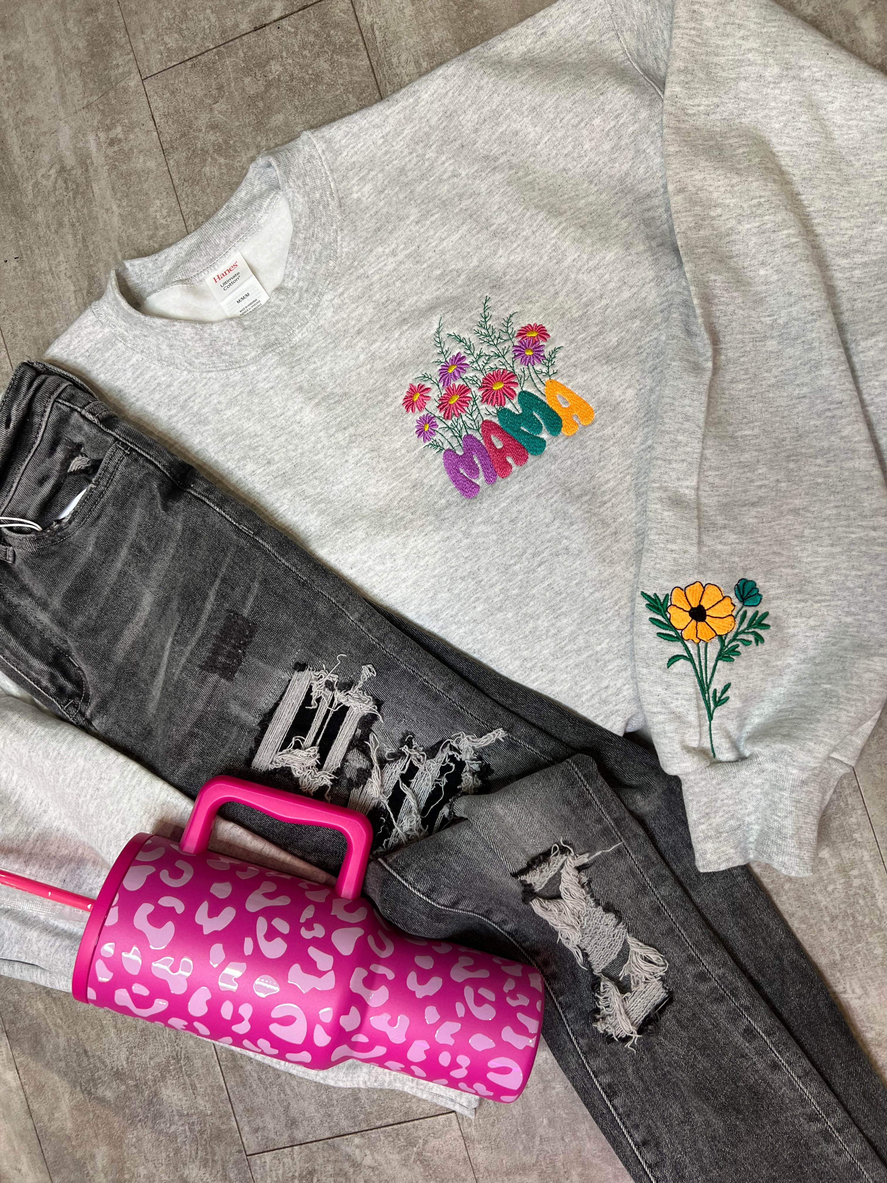 Mama Block Wildflowers w/Birth flower on sleeve