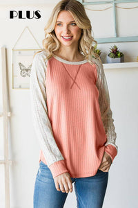 Coral Floral Lace Long Sleeve