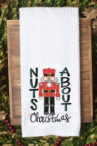 Nuts About Christmas Holiday Waffle Weave Graphic Towel