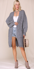 Load image into Gallery viewer, Cuffed Sleeve Grey Knit Cardigan
