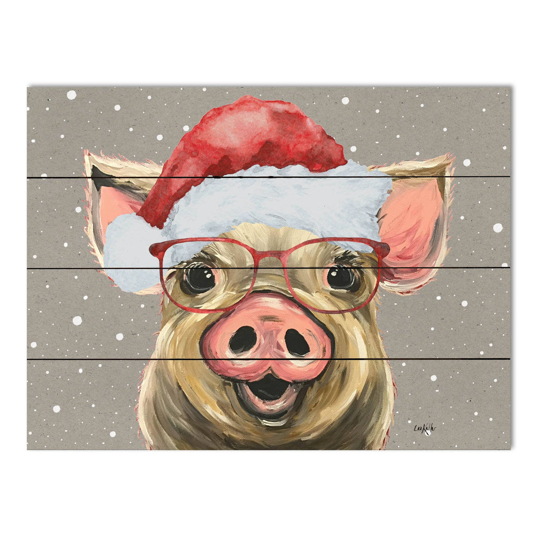Pallet Wood Christmas Wall Art Pig 16x12