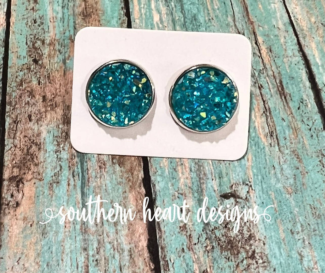 Aqua Stud Earrings