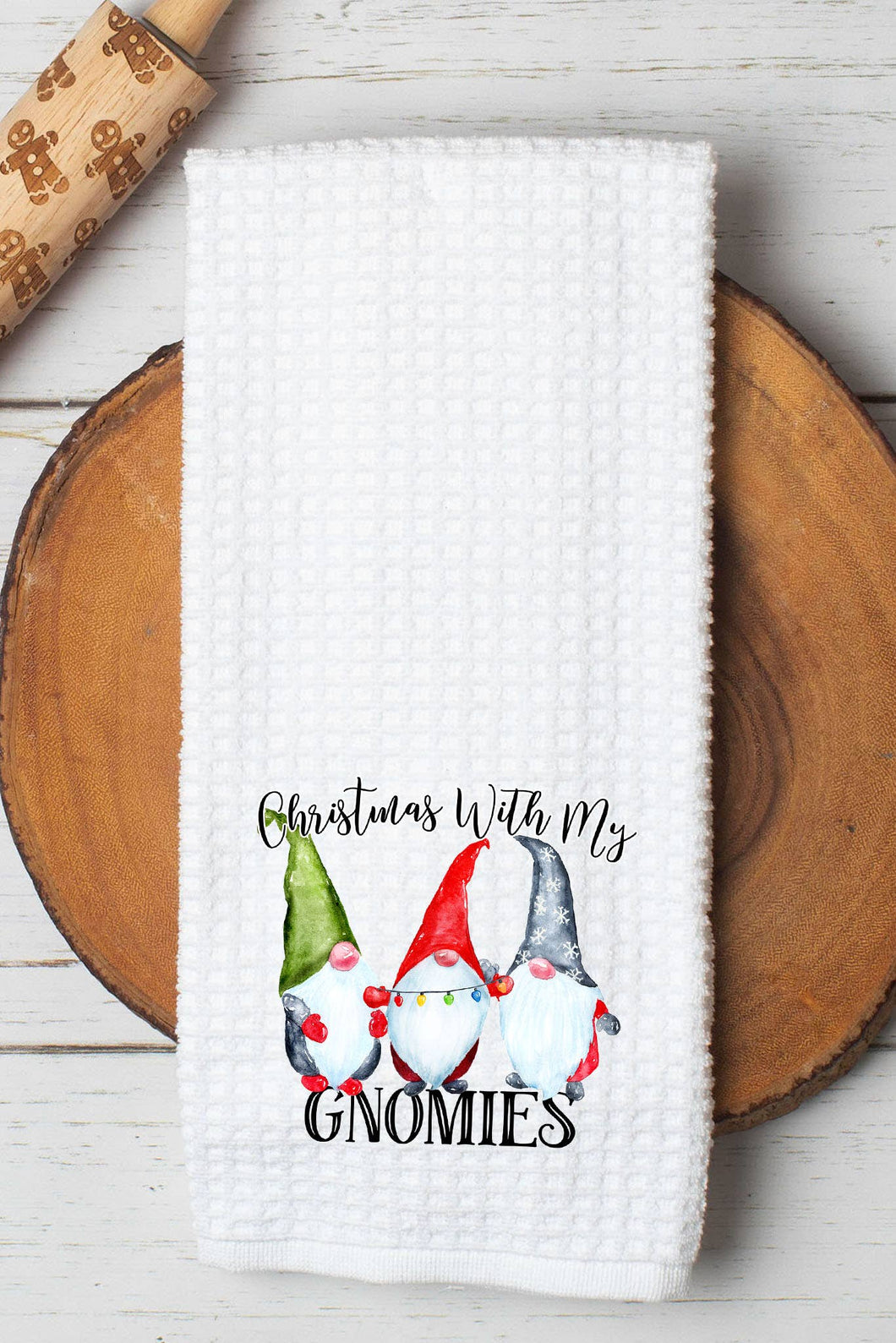 Christmas With My Gnomies Holiday Graphic Towel