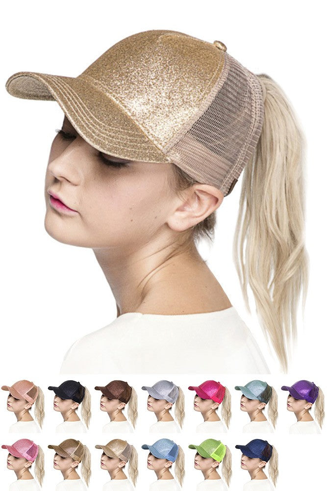 CC GLITTER PONYTAIL CAP