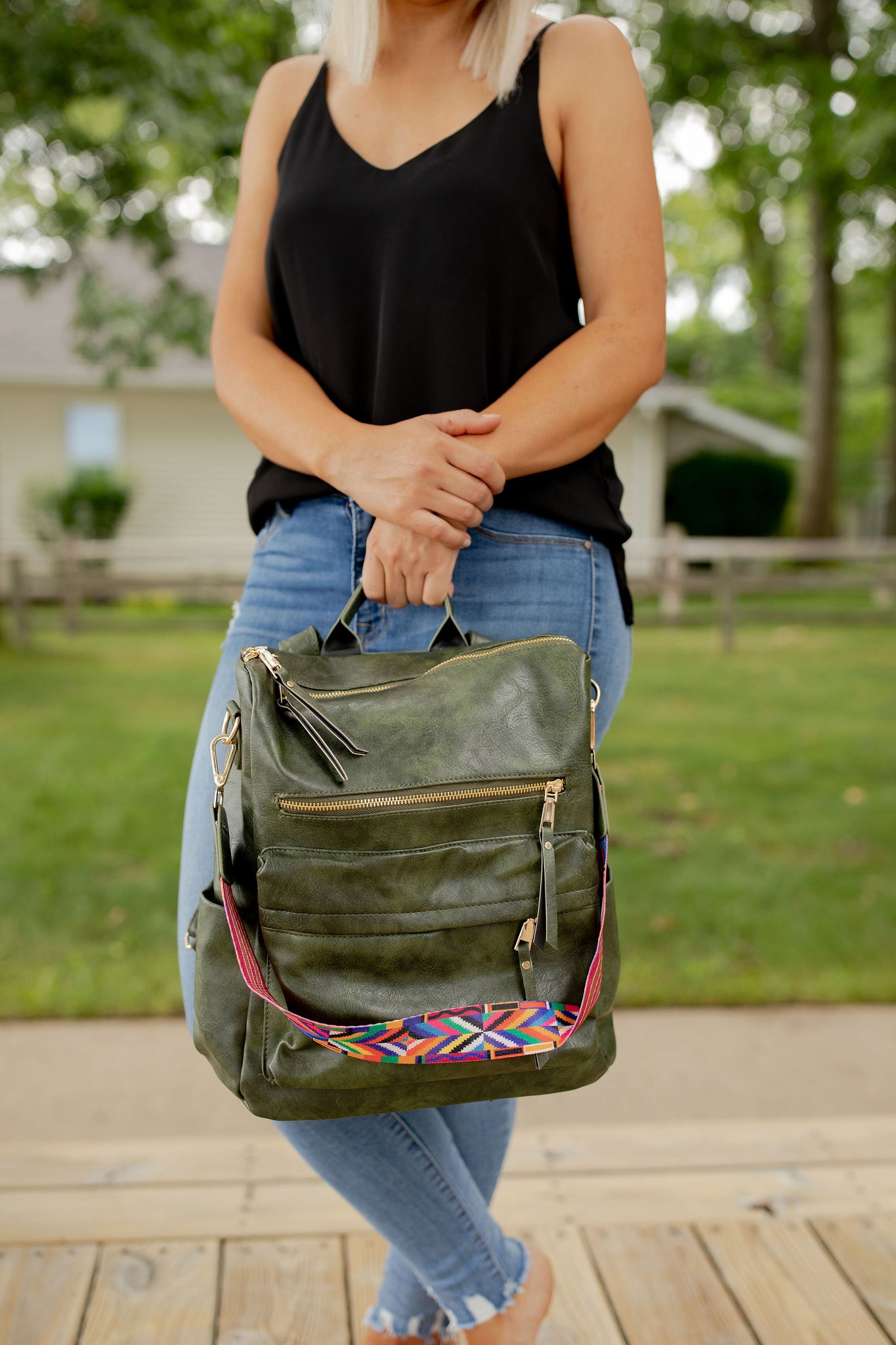 Chloe Leather Convertible Backpack and Crossbody Bag